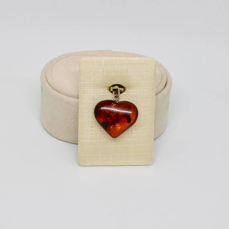 Anhänger Kleines Herz Bernstein Amber Edelstein 925 Silber Für Verliebte Zart Winzig von schmuckvintage2020