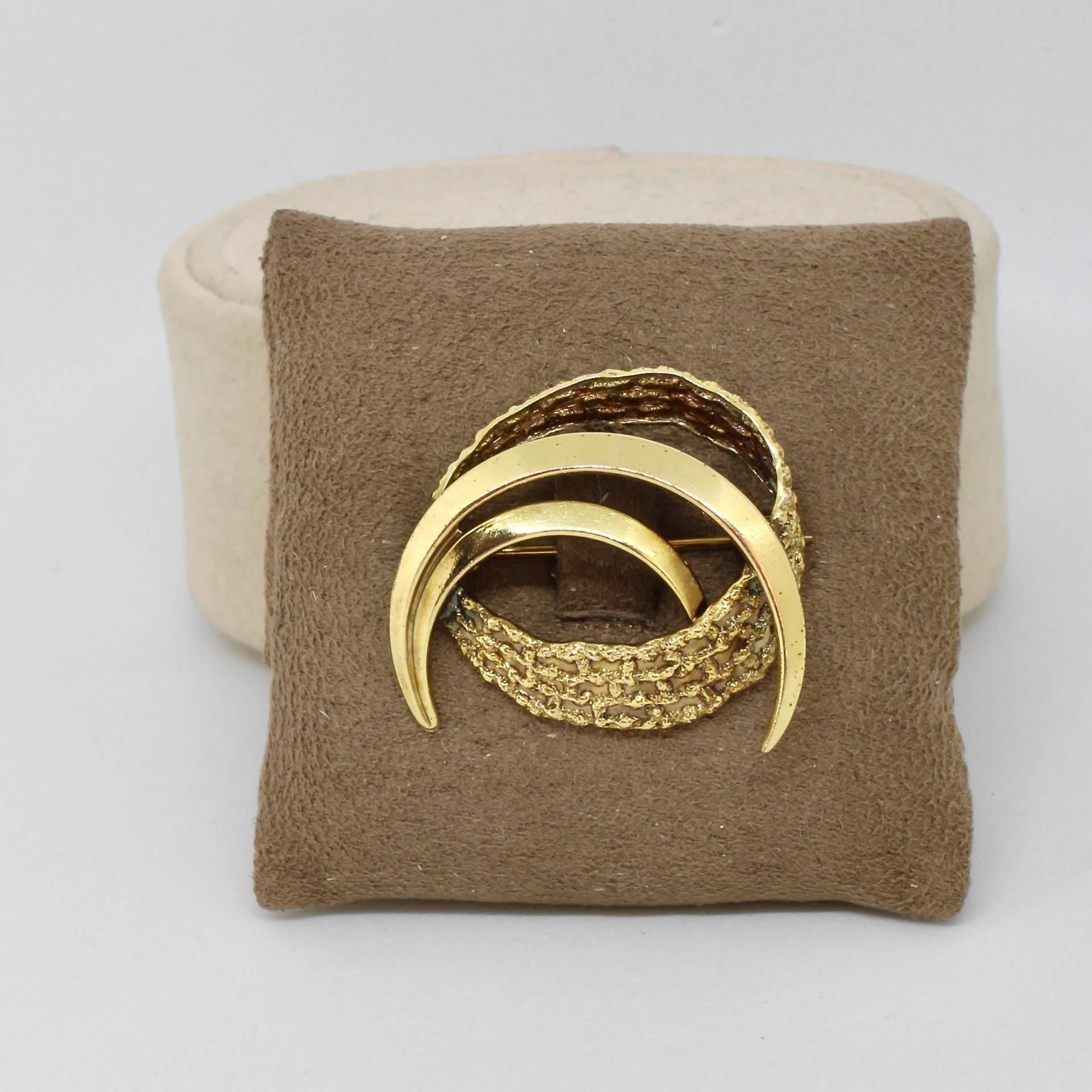 Art Deco Brosche Gold Double Geschlungen 50Er Jahre Festlich Moser&pfeil Damenbrosche von schmuckvintage2020