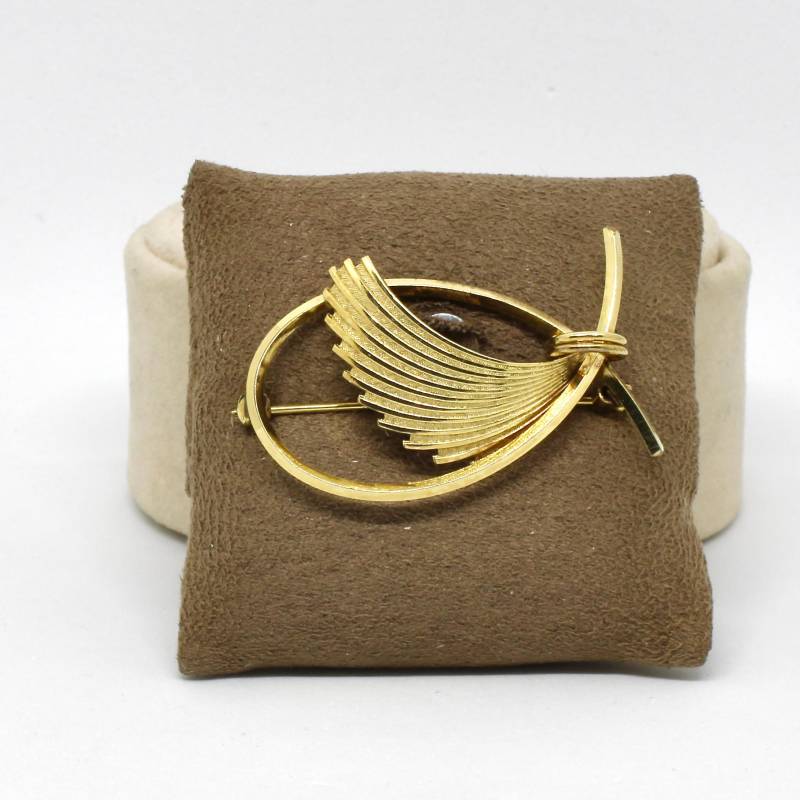 Art Deco Brosche Gold Double Kordes & Lichtenfels Blattmotiv Vintage Damenbrosche von schmuckvintage2020