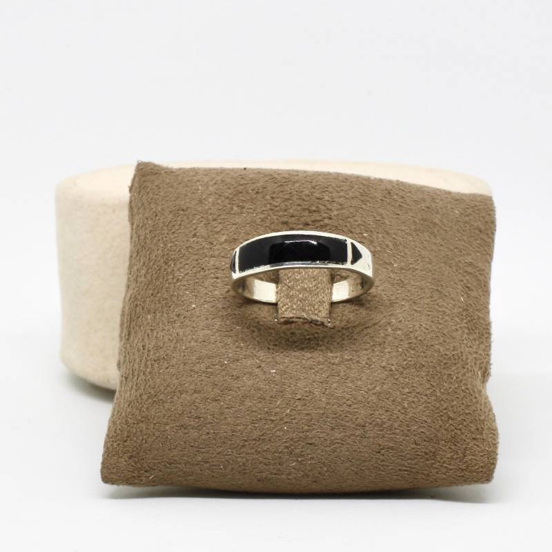Bandring Ring Onyx Stein 925 Silber Alltagsring Schlicht Gr.54 Damen Vintage Modern von schmuckvintage2020