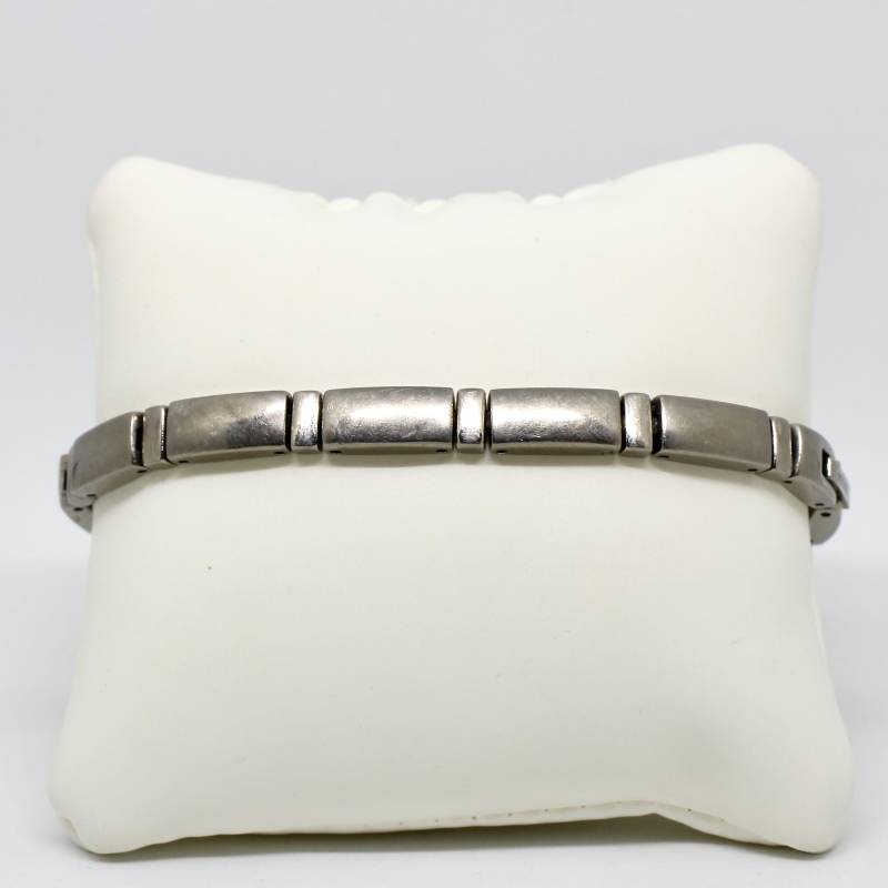 Boccia Armband Titanium Silbergrau Matt Beweglich Designer Kastenarmband von schmuckvintage2020