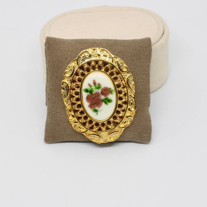 Bugor Brosche Gold Farbe Anstecknadel La Vie En Rose Filigran Classic Collection Festlich 80Er Jahre Edel von schmuckvintage2020