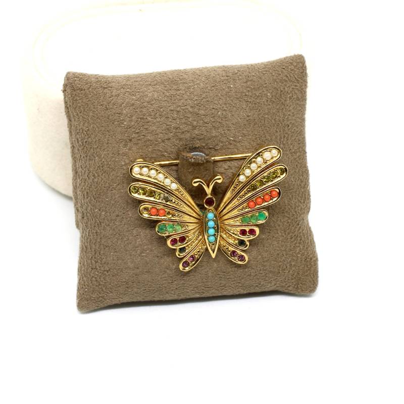 D'orlan Brosche Schmetterling Mit Kleine Steine Gold Farbe Tier Falter Flugtier Designer 50Er Jahre Modern von schmuckvintage2020