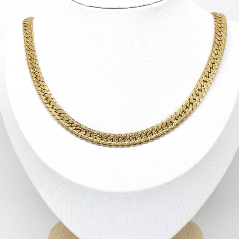 Vintage Damen Halscollier Halskette Flach Aufliegend Goldfarbe Glanzlos von schmuckvintage2020