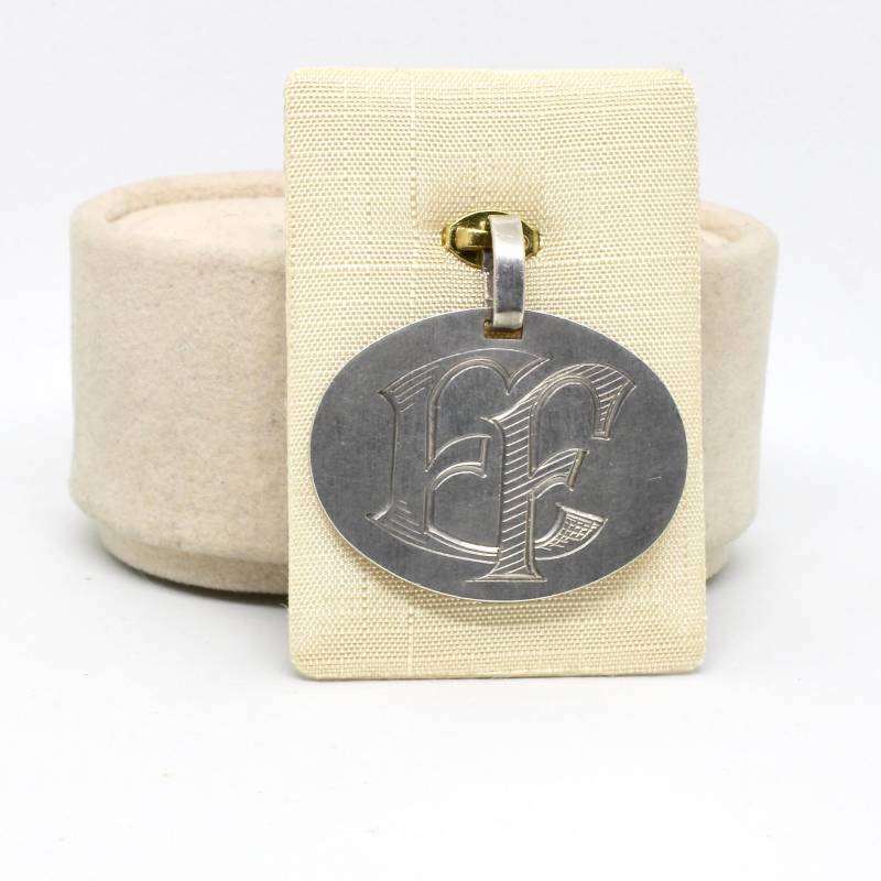 Großer Anhänger Oval Monogramm Gravur Ef Christophorus 925 Silber Massiv Kj Kollmar & Jourdan Einzigartig von schmuckvintage2020