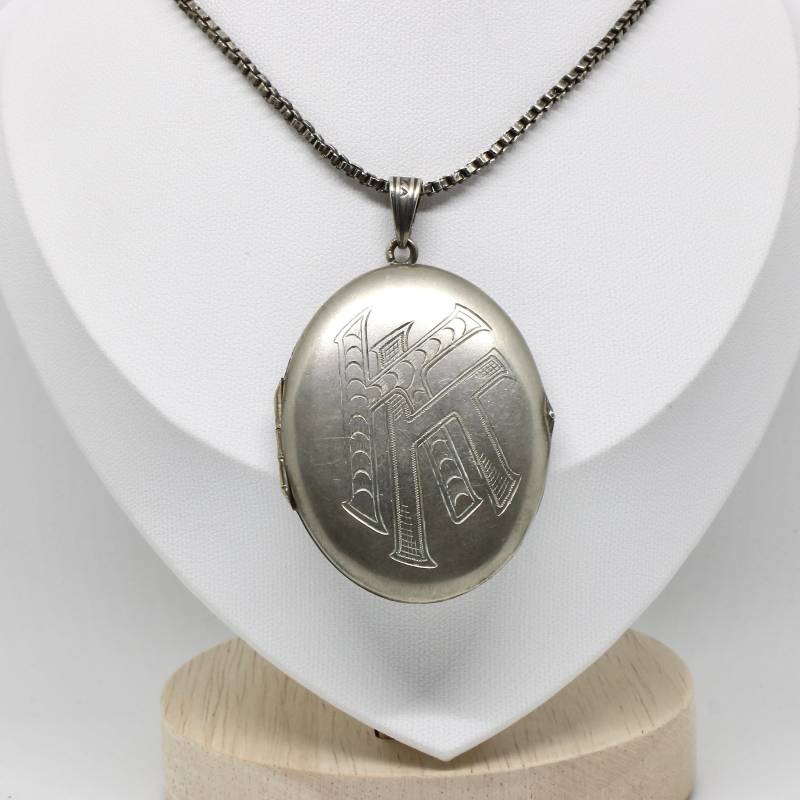 Jugendstil Anhänger Foto Medaillon Zum Öffnen Monogramm Kk Alpaca Riesig Venezianerkette Antik Selten Wuchtig Unisex Rarität von schmuckvintage2020