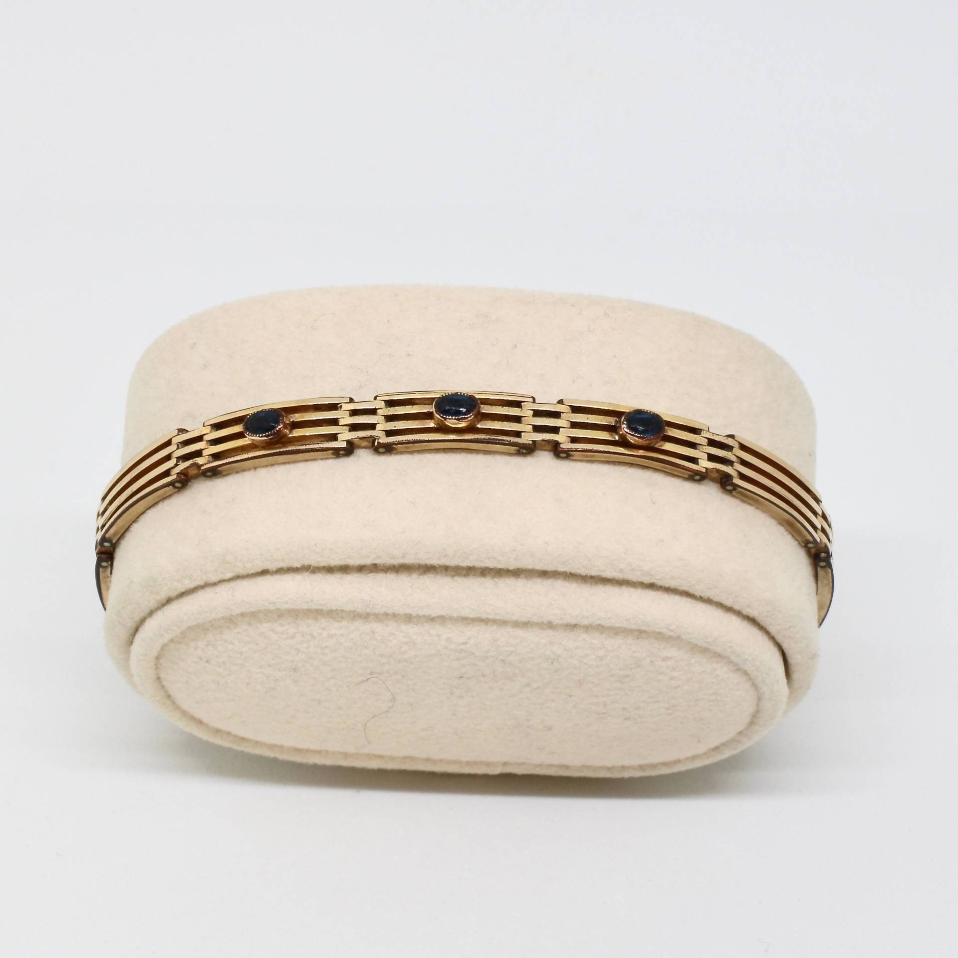 Jugendstil Armband Drei Saphire Steine Saphirblau Gold Double Union Antik 20Er Jahre Rarität Selten Damenarmband von schmuckvintage2020