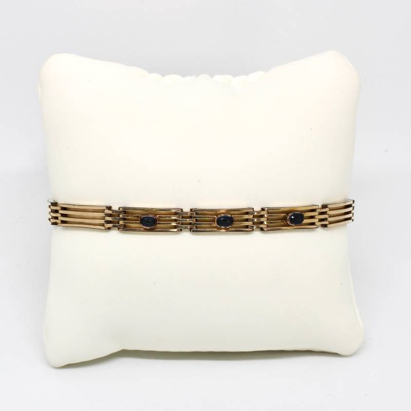 Jugendstil Armband Drei Saphire Steine Saphirblau Gold Double Union Antik 20Er Jahre Rarität Selten Damenarmband von schmuckvintage2020