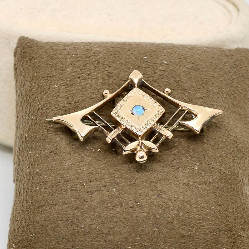 Jugendstil Brosche Kleiner Opal Stein Tombak Silber Vintage 20Er Jahre Rar Selten Unikat von schmuckvintage2020