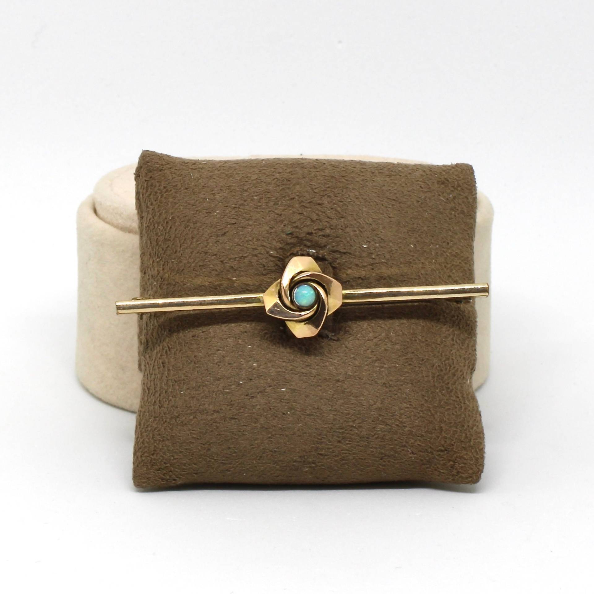 Jugendstil Stabnadel Gold Double Knoten-Form Runde Opal Triplette Unikat von schmuckvintage2020