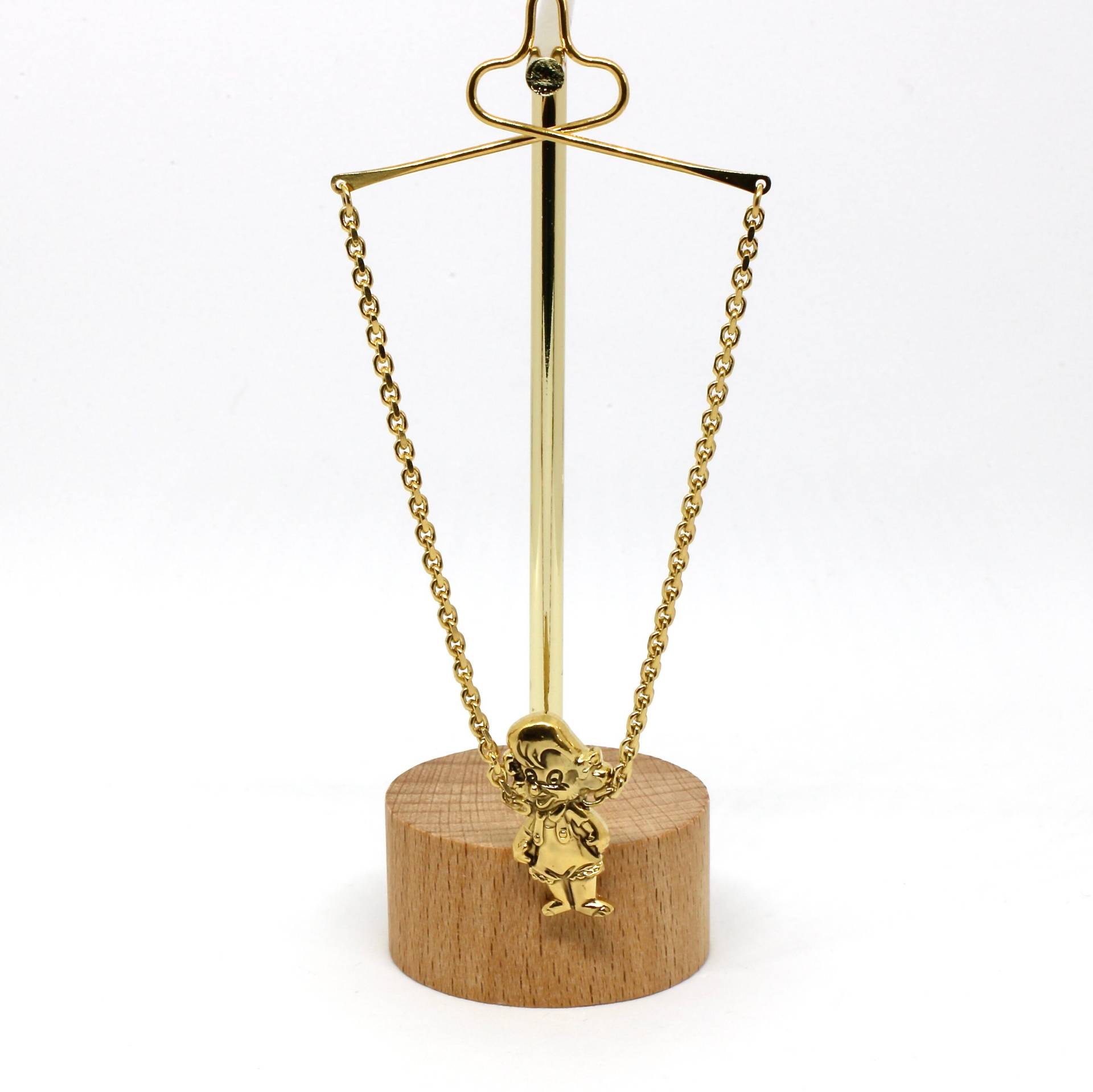 Krawattenkette Krawattenschmuck Knopfloch Kette Goldfarbe Comic Figur Anhänger Vintage von schmuckvintage2020