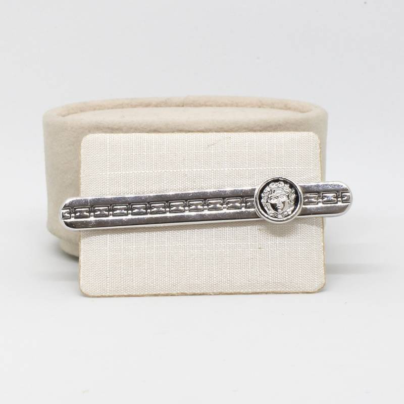 Krawattenklammer Krawattenspange Silberfarbe Und Schwarz Gesicht Motiv Qv Festlich Edel Herren von schmuckvintage2020