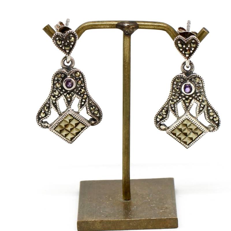 Markasit Ohrstecker Amethyst Stein 925 Silber Hänger Funkelnd Vintage Edel Hochwertig Damen Markasit Ohrstecker Amethyst Stein 925 Silber Hänger Funkelnd Vintage Edel Hochwertig Damen von schmuckvintage2020