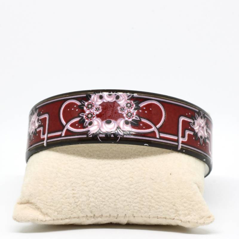 Michaela Frey Armreifen Breit Weinrot Feueremail Emaille Mit Blüten Designer Österreich Wiener Manufaktur Hochwertig von schmuckvintage2020