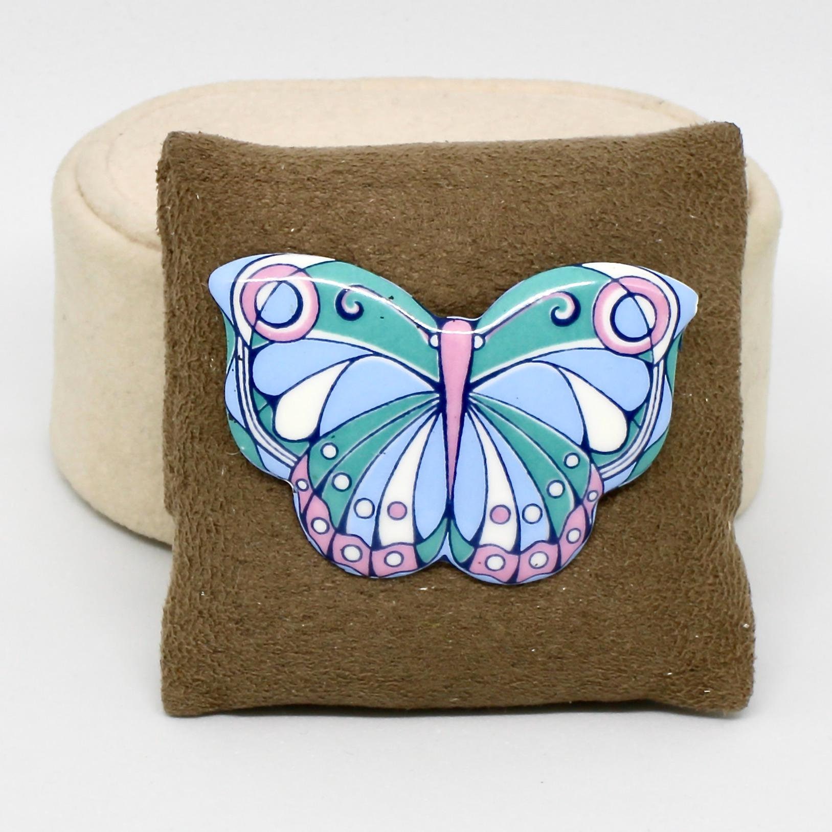 Michaela Frey Brosche Schmetterling Feueremaille Hellblau Wiener Manufaktur Selten Rar von schmuckvintage2020