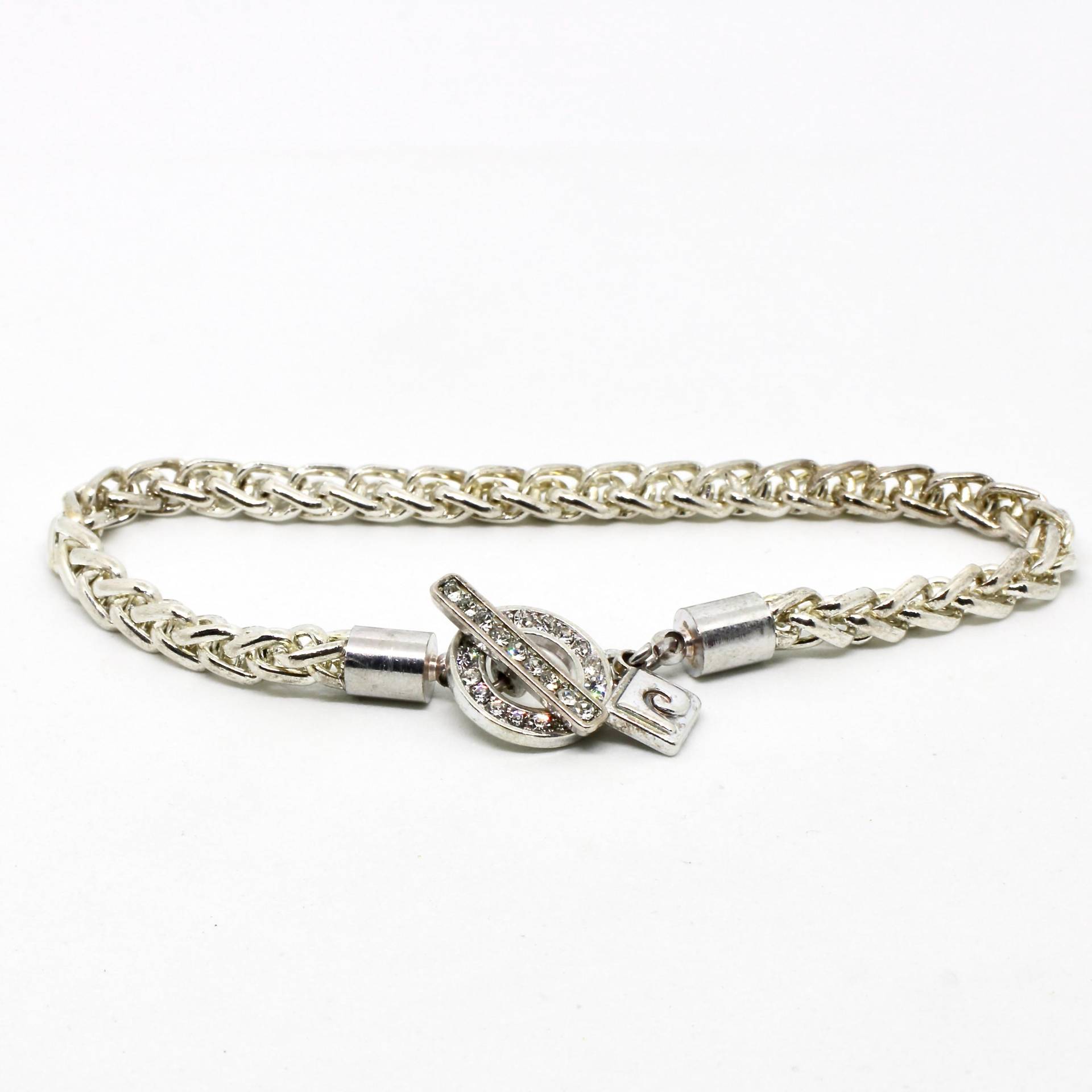 Pierre Cardin Armband Silberfarbe Schlangenform Kristalle Vintage Designer von schmuckvintage2020