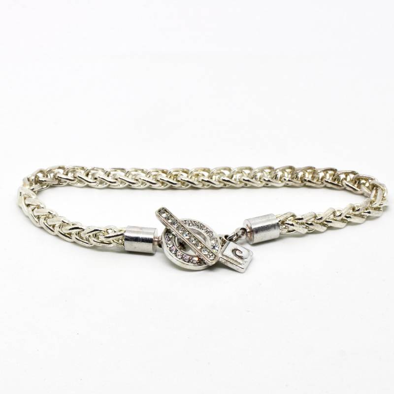 Pierre Cardin Armband Silberfarbe Schlangenform Kristalle Vintage Designer von schmuckvintage2020