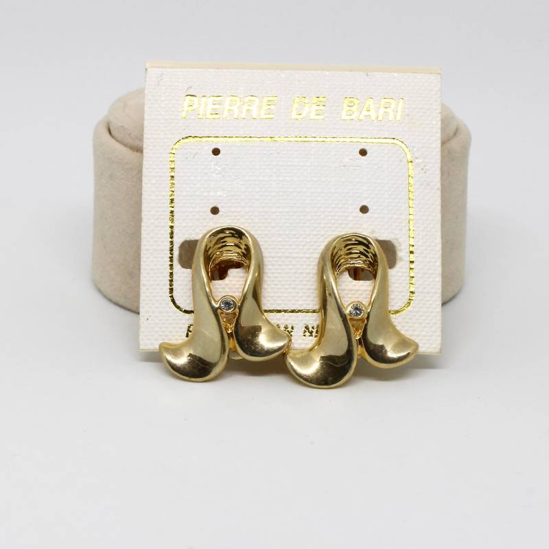 Pierre De Bari Ohrclips Goldfarbe Glanz Kristall Wuchtig Massiv Designer Damen von schmuckvintage2020