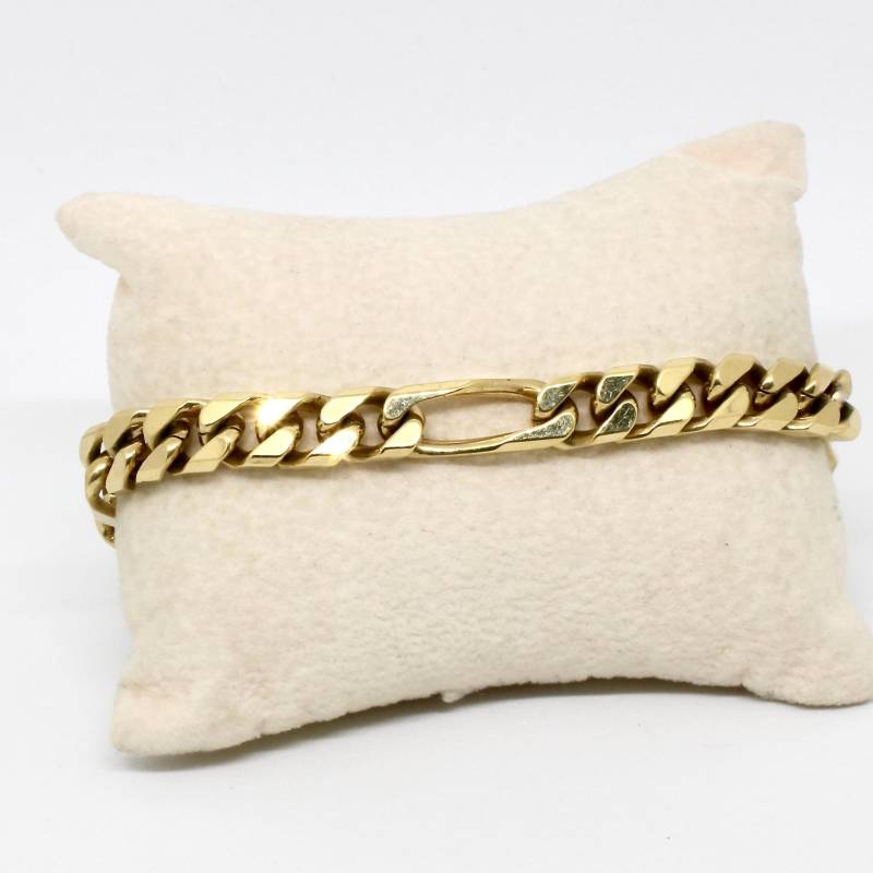 Pierre Lang Figaroarmband Gelbgold Beschichtet Grobgliedrig, Breites Hochwertiges Designer Damen-Armband von schmuckvintage2020