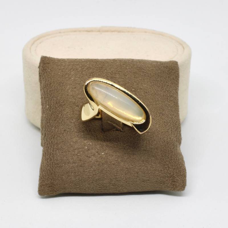 Pierre Lang Ring Mondstein Hartvergoldet Wuchtig Designer Damenring von schmuckvintage2020