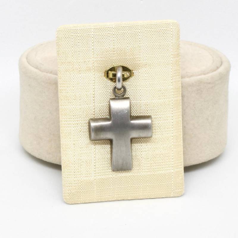 Schlichter Kreuz-Anhänger, Kruzifix 925 Silber Leicht Gewölbt Matt Glanzlos Modern von schmuckvintage2020