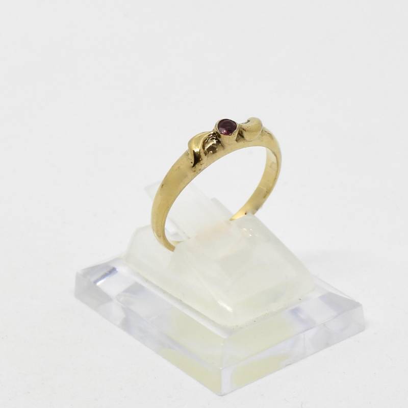 Stabiler Ring 925 Silber Vergoldet Rubinroter Stein Geschliffen Schmal Damenring Größe 58 von schmuckvintage2020