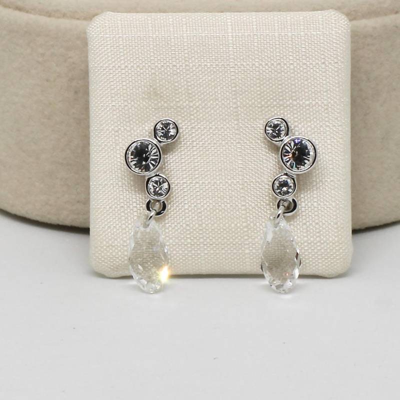 Swarovski Ohrstecker Tropfen Kristalle Funkelnd Rund Silberfarbe Hochwertig Edel Hochzeit Damen von schmuckvintage2020