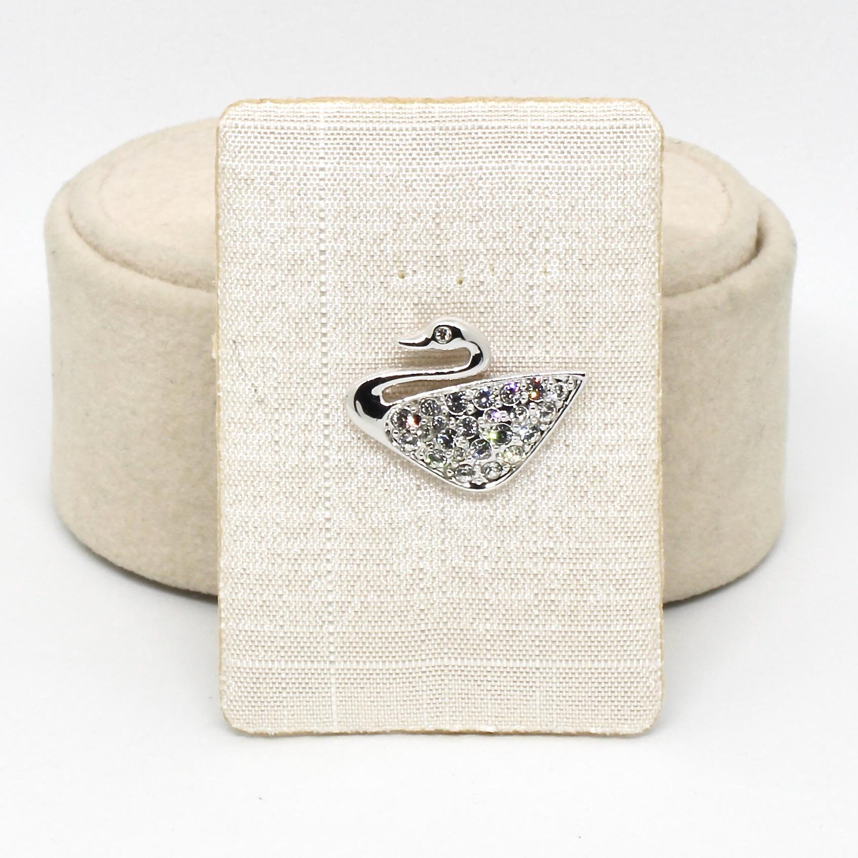 Swarovski Pin Brosche Schwan Silberfarbe Rhodiniert Kristalle Glitzer Tiermotiv Zum Anstecken Hochwertig Designer von schmuckvintage2020