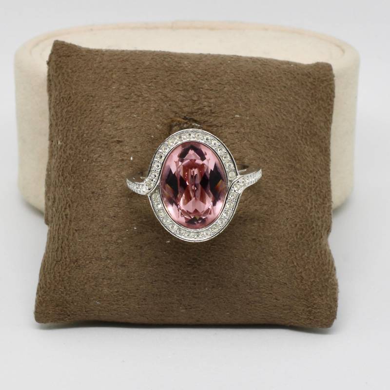 Swarovski Ring Silber Rhodiniert , Tyra Light, Rosé Kristallglas Stein Oval, Festlicher Damenring von schmuckvintage2020