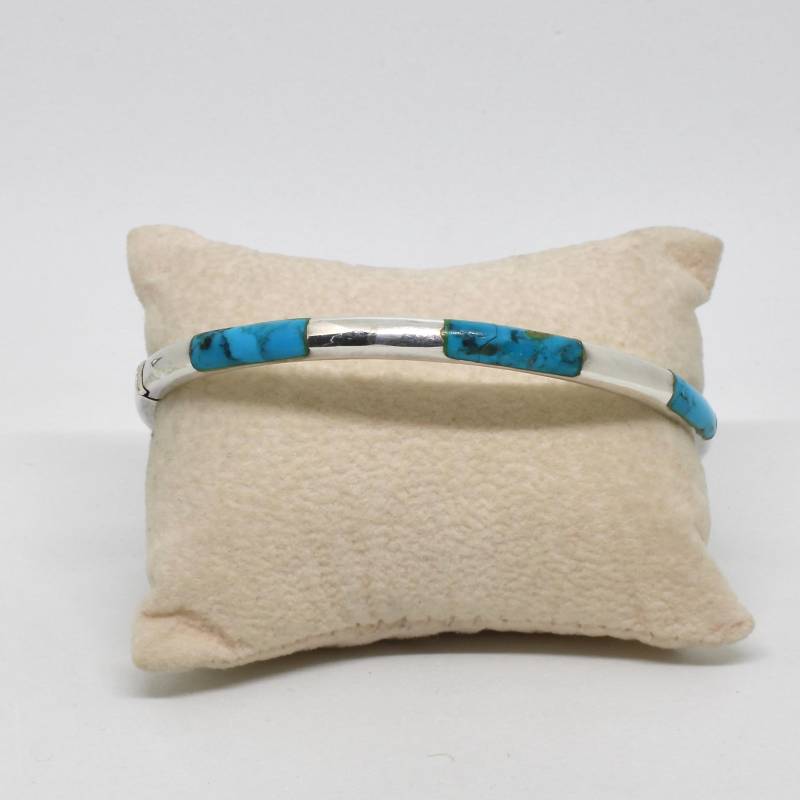 Türkis Armspange 925 Silber Armreifen Rund Hellblaue Steine Western Cowboy Mädchen von schmuckvintage2020