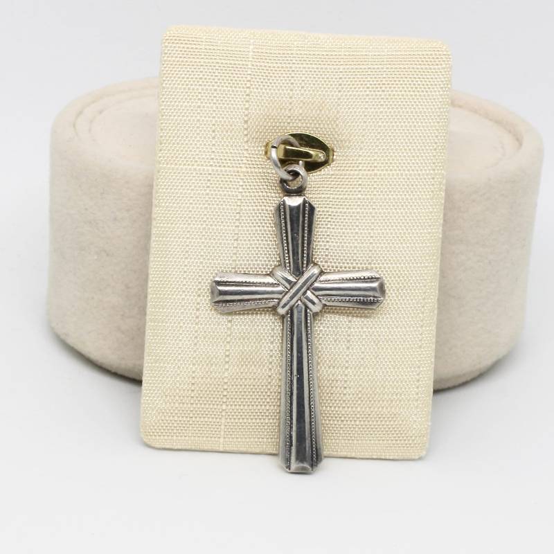 Vintage Anhänger Kreuz Kruzifix 835 Silber Religiös Massiv Gothic Kirche 70Er Jahre von schmuckvintage2020
