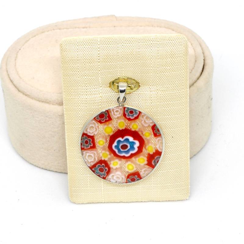 Vintage Anhänger Millefiori Murano Glas Durchsichtig Italien Auffallend Bunt von schmuckvintage2020