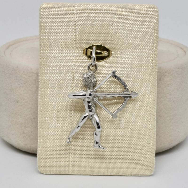 Vintage Anhänger Sternzeichen Schütze 835 Silber Mit Pfeil Und Bogen Ausgeprägt Massiv 50Er Jahre Unisex von schmuckvintage2020