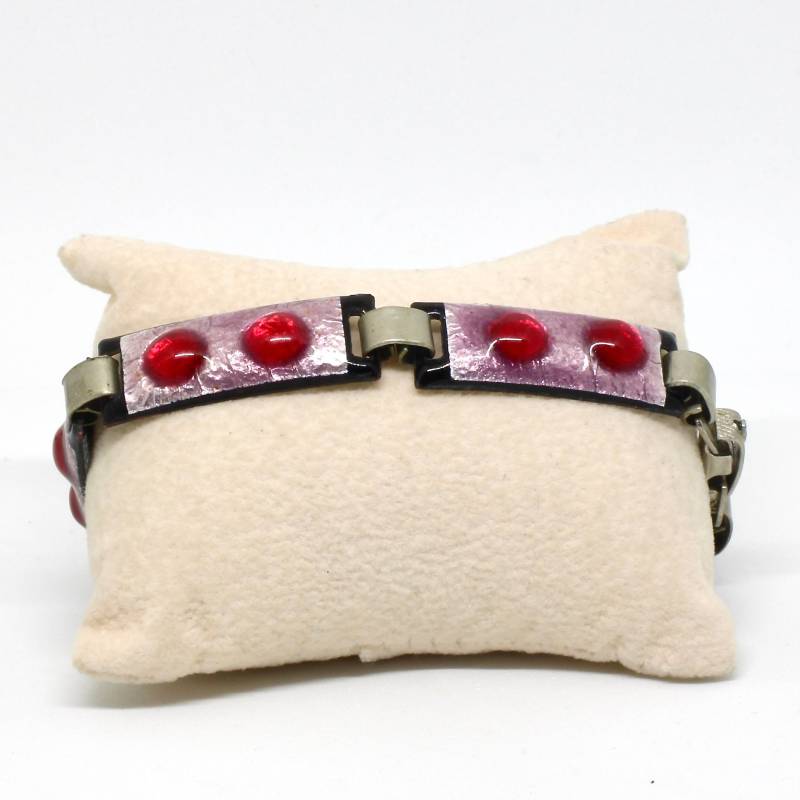 Vintage Armband Emaile Emaille Auf Kupfer in Rosa 70Er Jahre Handarbeit Hippie Zeit von schmuckvintage2020