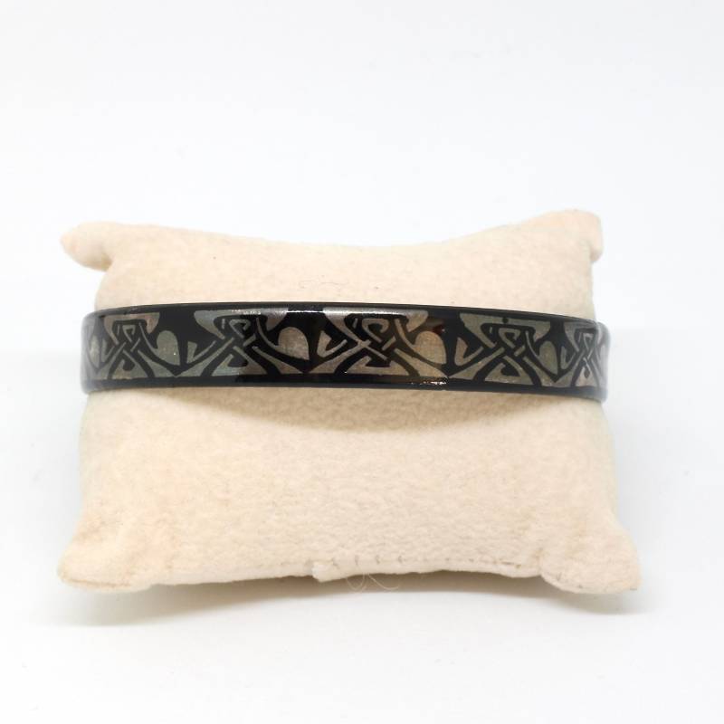 Vintage Armreifen Emaille Schwarz Mit Silbergrau Feueremail Damenarmreif Elegant 80Er Jahre von schmuckvintage2020