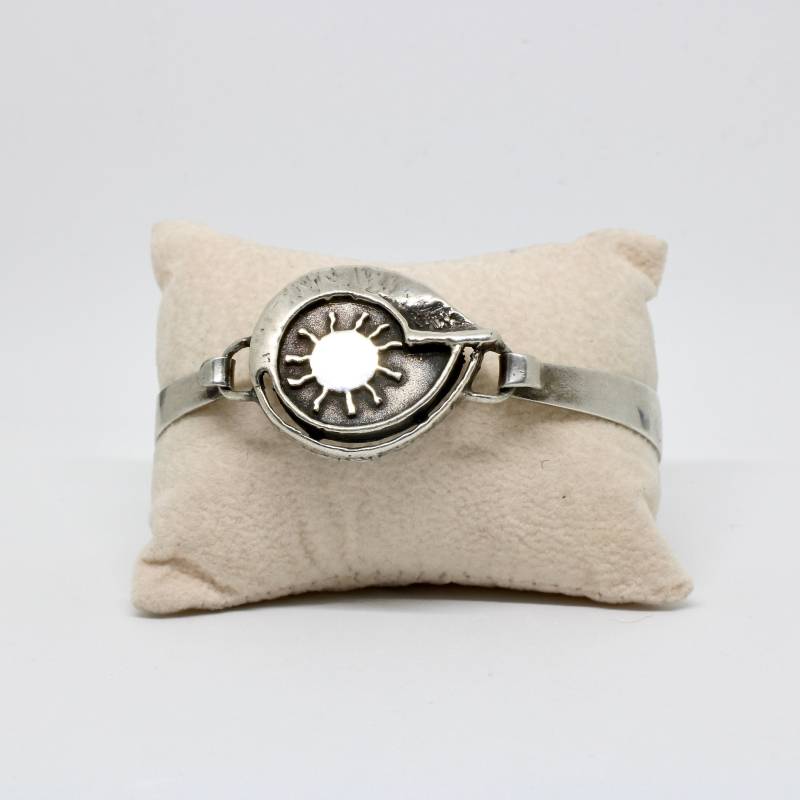 Vintage Armspange Armreifen Ammonit 800 Silber Zum Öffnen 50Er Jahre Wuchtig Rar Selten Damenarmschmuck von schmuckvintage2020