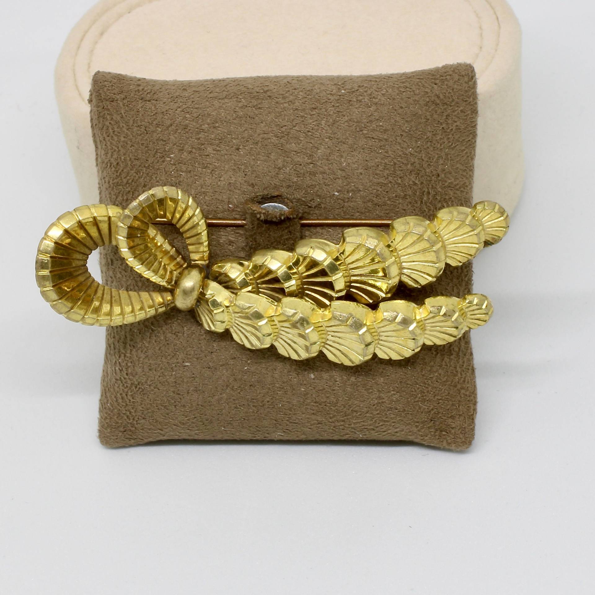 Vintage Brosche Anstecknadel Strauch Blätter Pflanzen Gold Farbe 50Er Jahre Damenbrosche von schmuckvintage2020