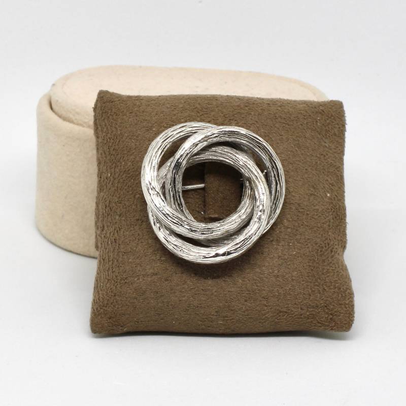 Vintage Brosche Knotenform Glanzlos 925 Silber Rhodiniert Massiv Schwer Damenbrosche Wuchtig von schmuckvintage2020