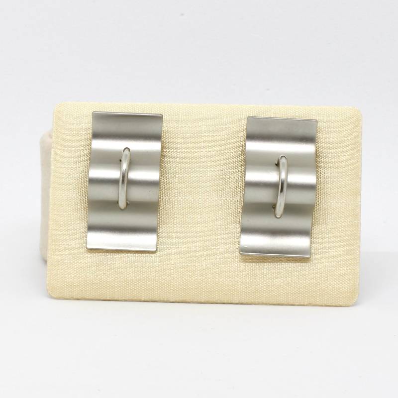 Vintage Damen Ohrclips Silber Farbe Ausgefallen Wellig Matt Glanzlos in Der Mitte Ein Reif Glänzend Auffallend 80Er Jahre von schmuckvintage2020