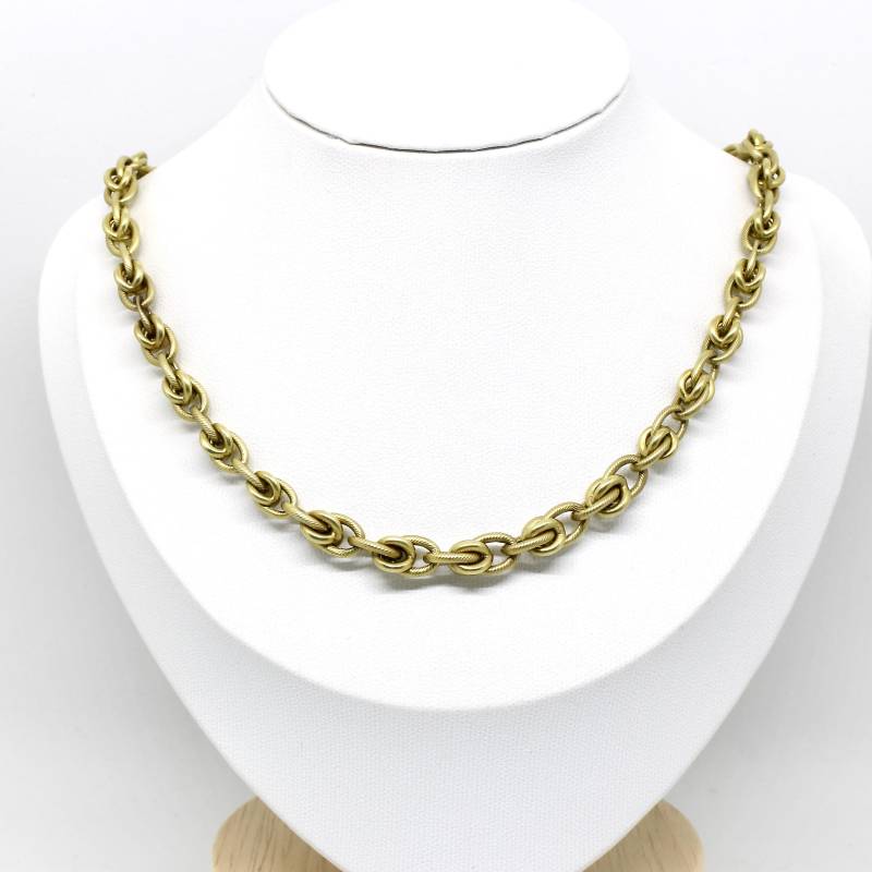 Vintage Gliederkette Gedreht Knotenform Glanzlos Kurze Kette Vergoldet Hell Damenkette von schmuckvintage2020