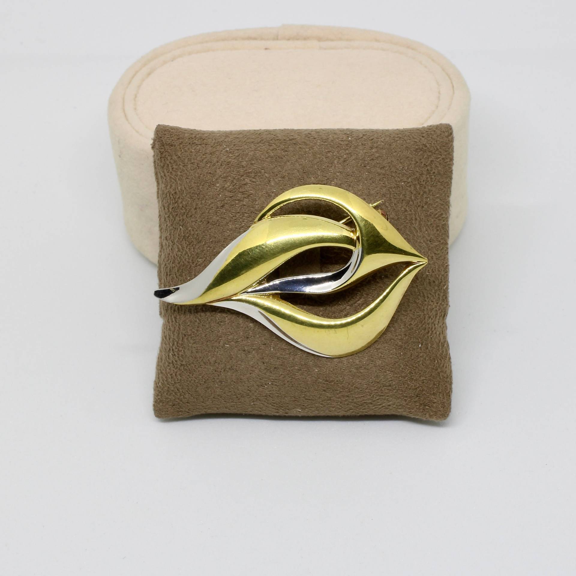 Vintage Gold Double Brosche Anstecknadel Farbe Leichte Silberfarbe Geschlungen Andreas Daub 50Er Jahre von schmuckvintage2020