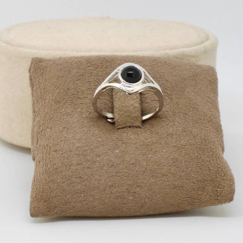 Vintage Ring 835 Silber Runder Onyx Stein Größe Verstellbar 60Er Jahre Für Frau von schmuckvintage2020