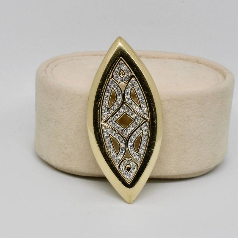 Wuchtiger Pierre Lang Anhänger Goldfarbe Rautenform Zahlreiche Kristalle Gelbgold Beschichtet Edel Designer Hochwertig von schmuckvintage2020