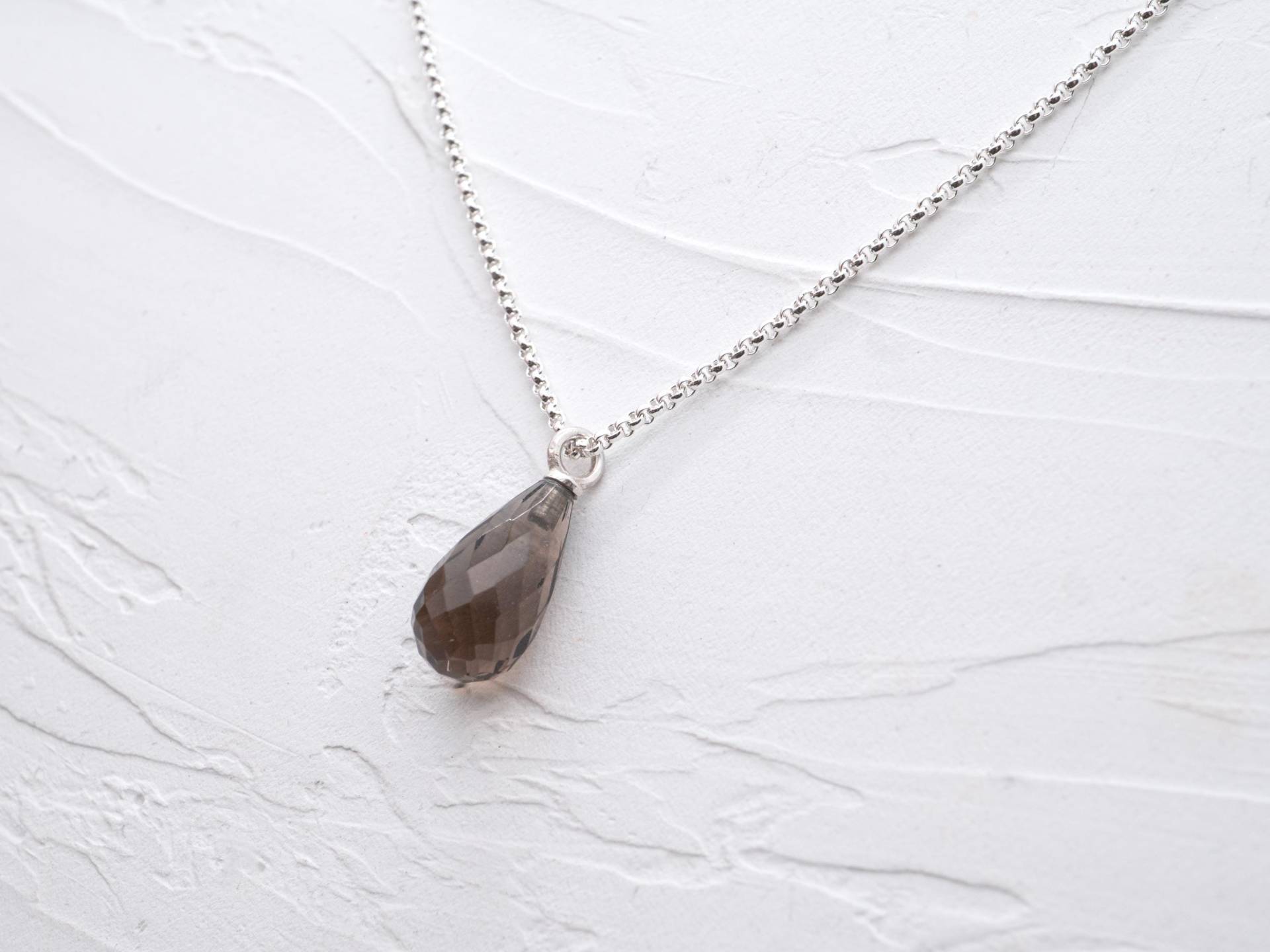 Elegante Silberkette Mit Rauchquarz-Pampel - Handgemachter Schmuck Aus 925 Sterling Silber Perfekte Geschenkidee von schmuckvonvreni