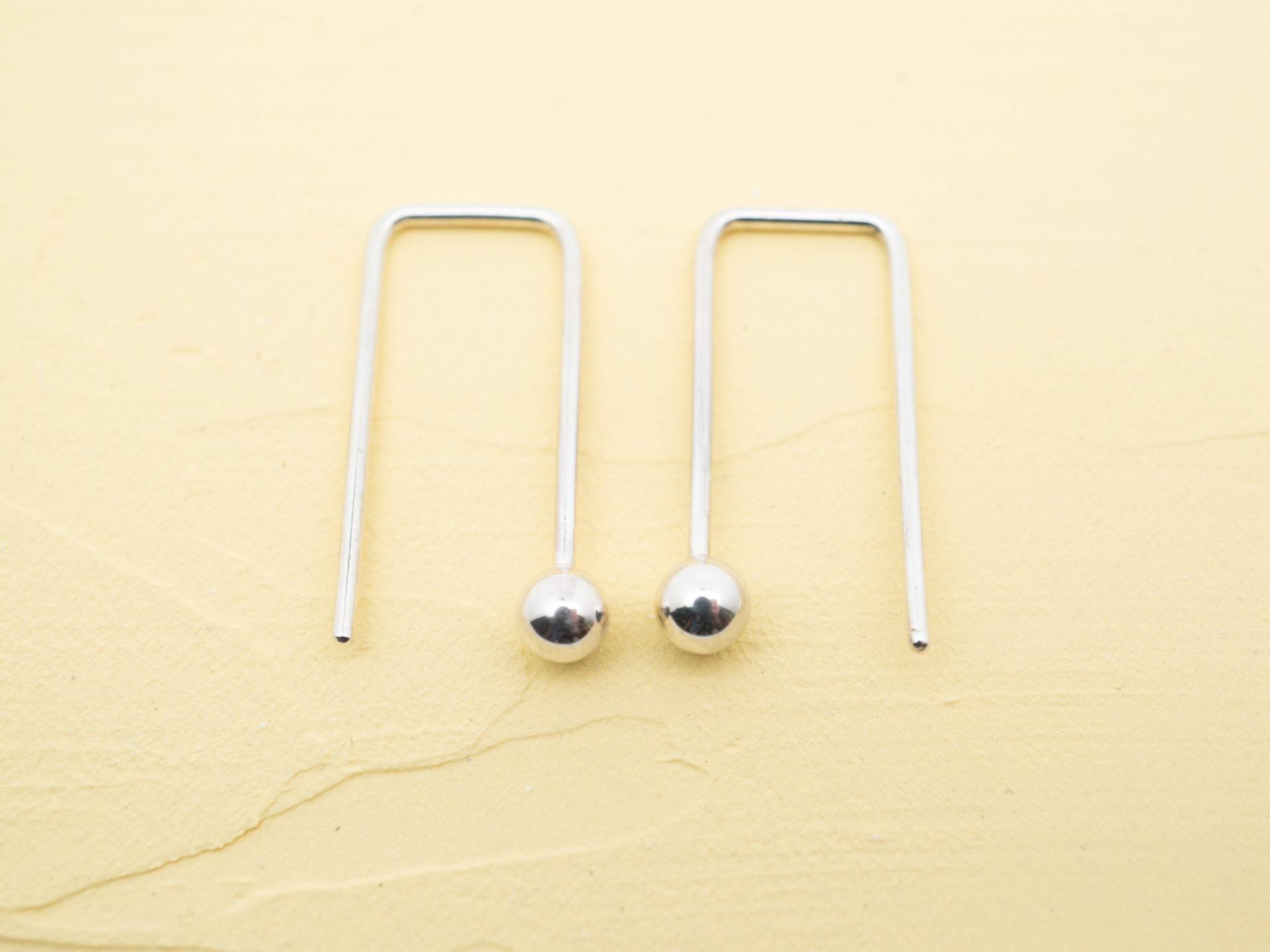 Silber Ohrhänger, Stab-Kugel, Minimalistisch Ohrringe, Sterling Silber Ohrhänger, Stab-Kugel, Minimalistisch Ohrringe, Sterling von schmuckvonvreni