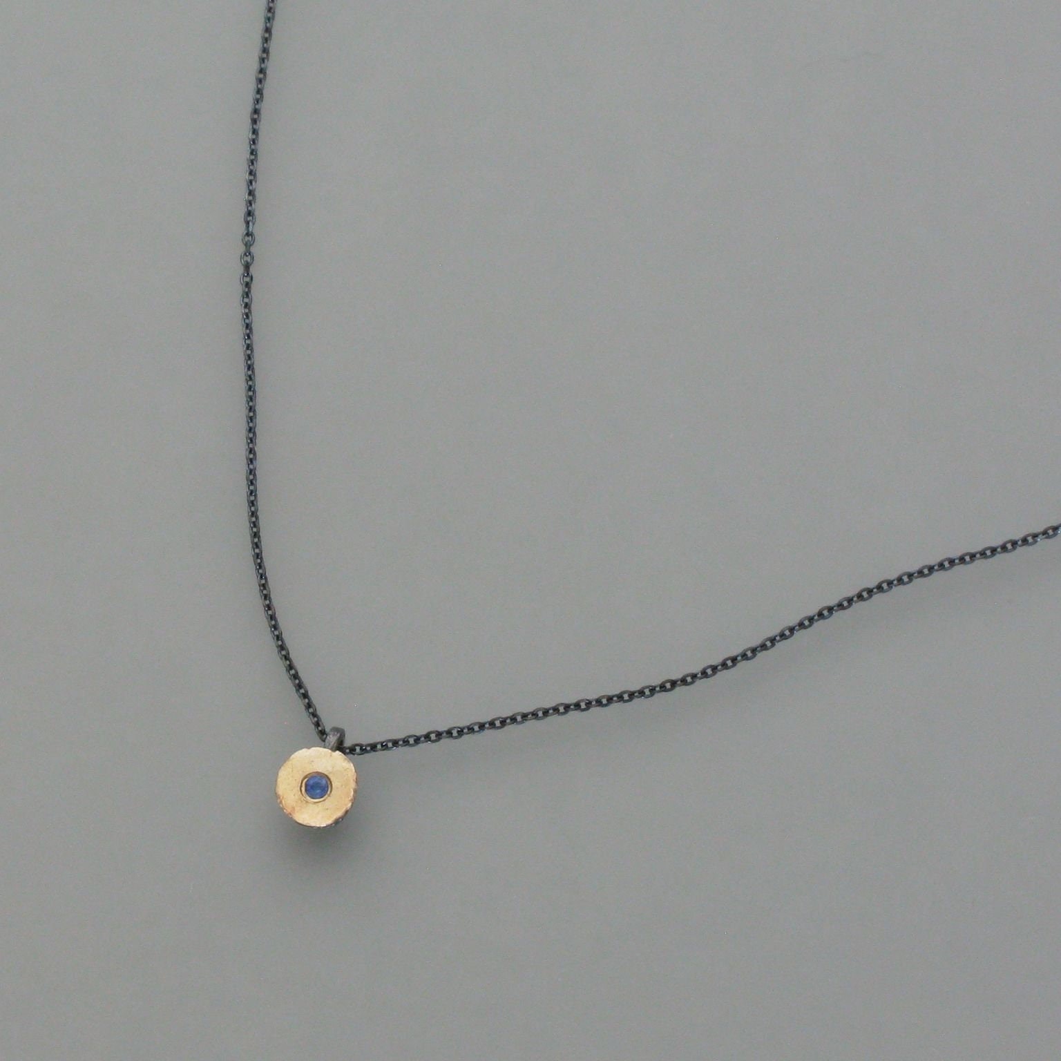 Blackened Necklace With Sapphire, Patina von schmuckwerkshop