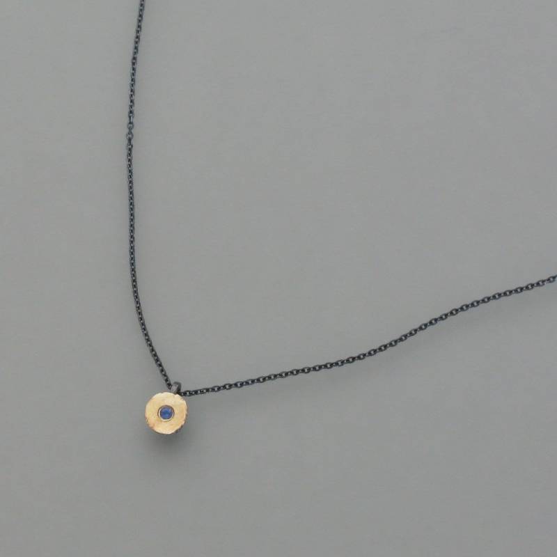 Blackened Necklace With Sapphire, Patina von schmuckwerkshop