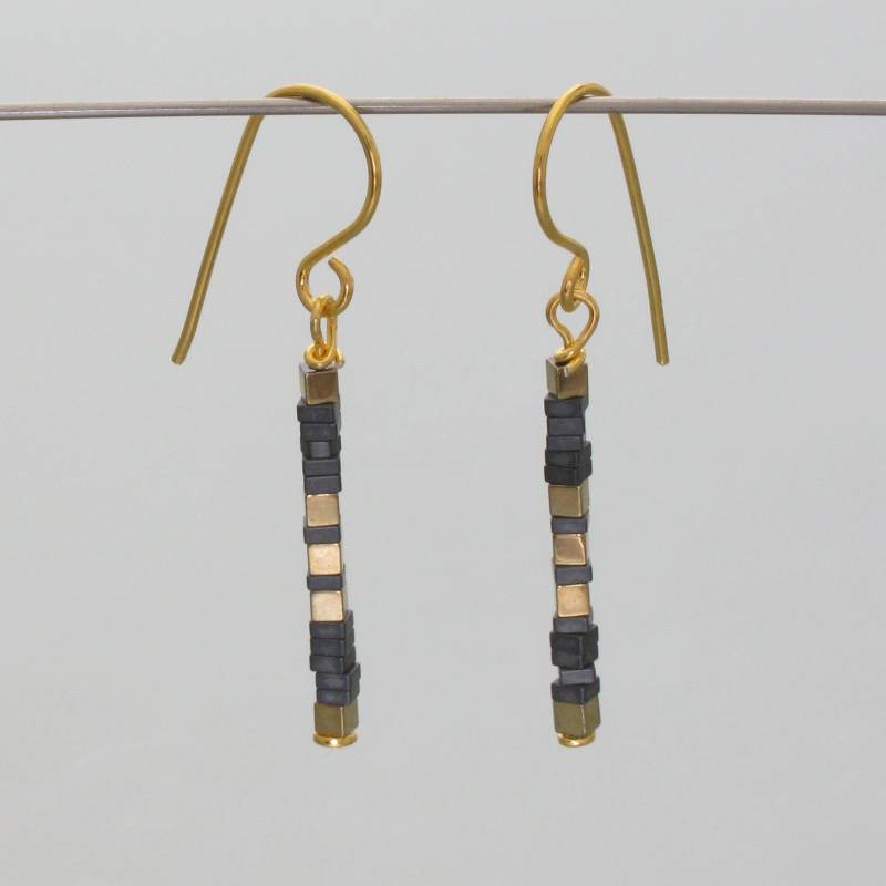 Delicate Earrings Hematite, Gold-Plated von schmuckwerkshop