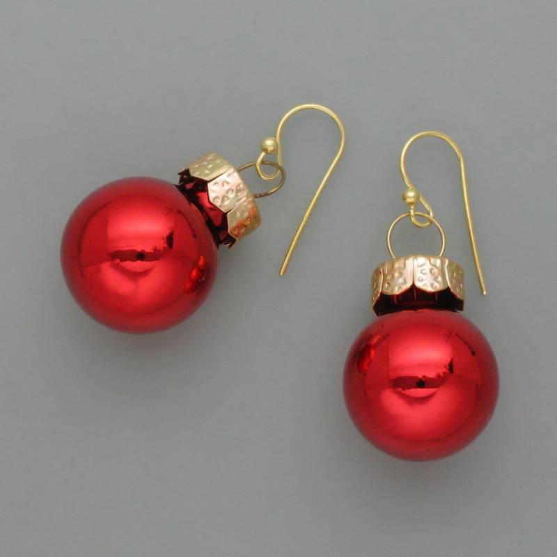 Earrings Christmas Bauble, Red von schmuckwerkshop