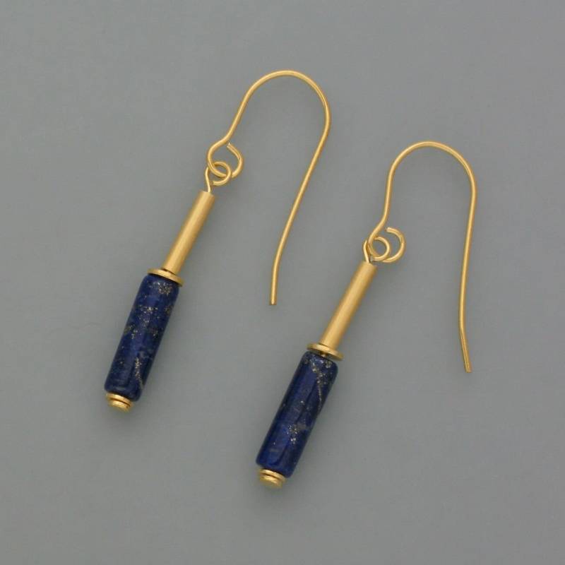 Earrings Lapis Sticks Gold-Plated von schmuckwerkshop